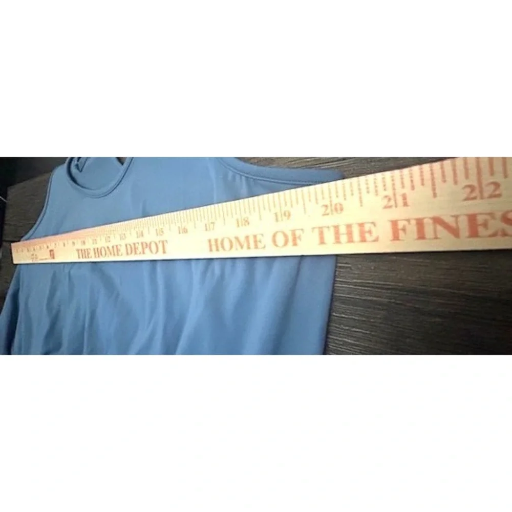 JoyLab Womens L Blue Athletic Wide Leg Jumpsuit Twist Back Stripe Leg Pockets - Picture 4 of 16